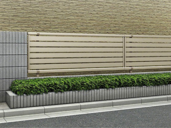 エクスラインフェンス23型 横半目隠し プラチナステン