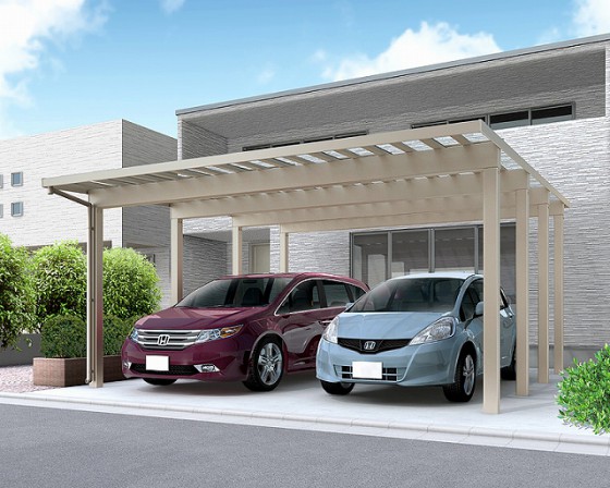 ソルディポート2台用 積雪150cmタイプ シャイングレー×クリアブルー