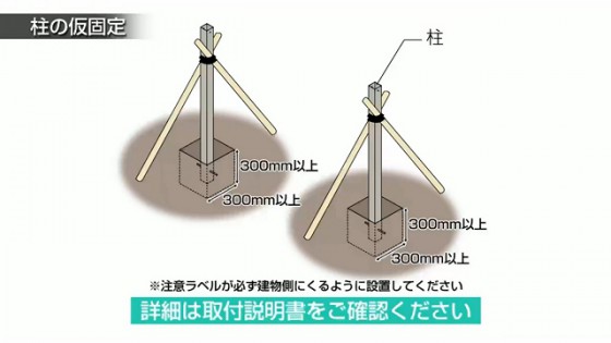 １４．柱固定用の基礎穴を開けます。【LIXIL 新テラス屋根 スピーネ施工方法】.