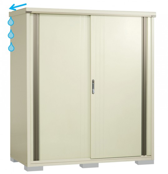 タクボ物置 グランプレステージジャストシリーズは後勾配で、雨水は左右に落ちます。