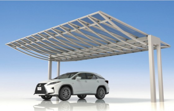 三協アルミ エアロシェード 中間間口なしで3台用の8メートル超え間口を実現