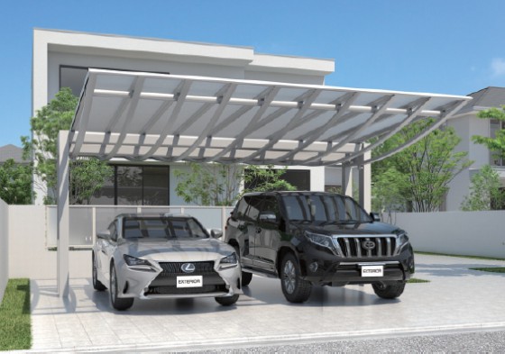 三協アルミ エアロポート 奥行58 間口58 2台用 三シルバー色×かすみ色