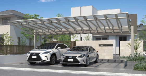 三協アルミ エアロポート 奥行58 間口81 3台用 アーバングレー色×かすみ色