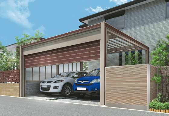 四国化成 新商品 フェアポート 専用のガレージシャッターと連結が可能です。