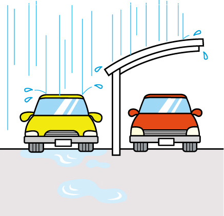 カーポートが雨濡れから車を守る