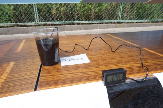 熱遮ポリカ クリアマット開始直後：32.8℃（カーポート・テラスの屋根材「実力値」計測実験）