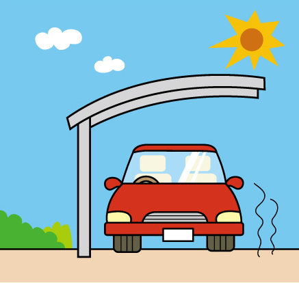 特に暑い真夏にはカーポートが温度上昇を抑えます
