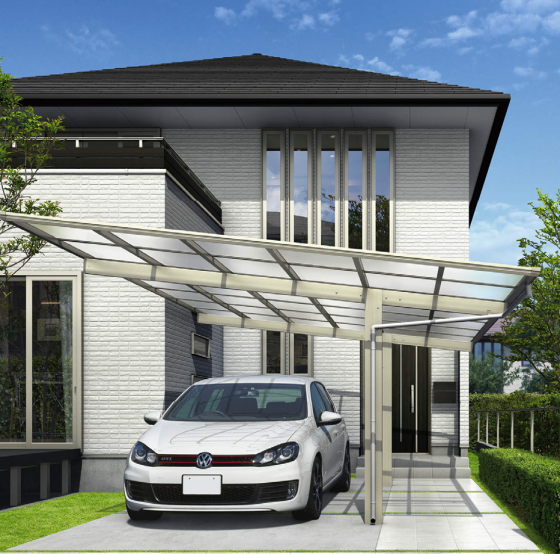 カーポートに、駐輪等に使える屋根下スペースをプラス。YKKAPエフルージュプラス