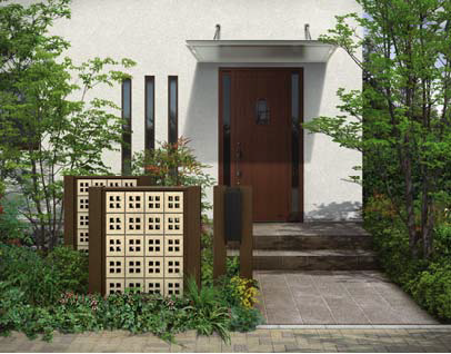 門袖としてグリーンブロックの活用例