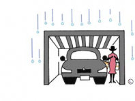 駐車場に屋根があると、雨の日でも傘が必要なく便利。