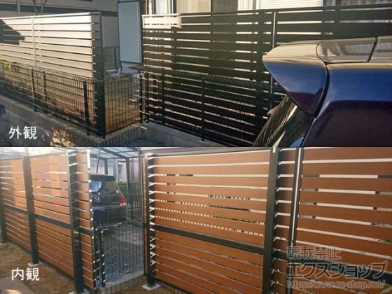 モクアルフェンスは片面のみが木調仕上げです。