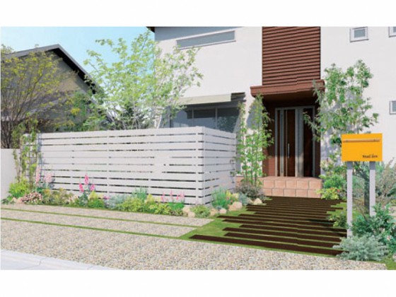 ホワイト系でお庭を明るい印象に