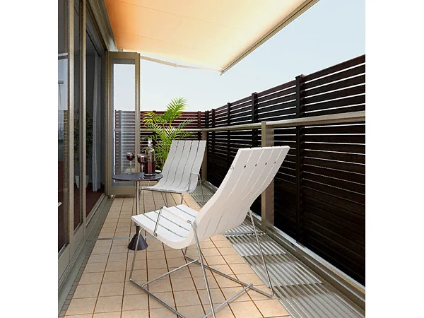 リクシル　彩風　L型　フリルタイプ　手動式　間口　3640×出幅　3000　ナチュラル　熱線遮断・アクア ナチュラル オーニング リクシル 彩風L型 フリルタイプ 電動式 熱線遮断アクア 2.0