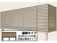 ビューステージHスタイル 屋根置き式 横格子ルーバー 連棟 アルミ色