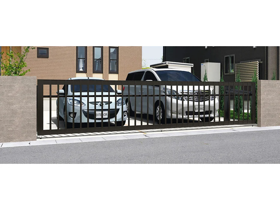 跳ね上げ門扉 ラビーネ ワイド4型 電動タイプ 2台用-三協アルミ