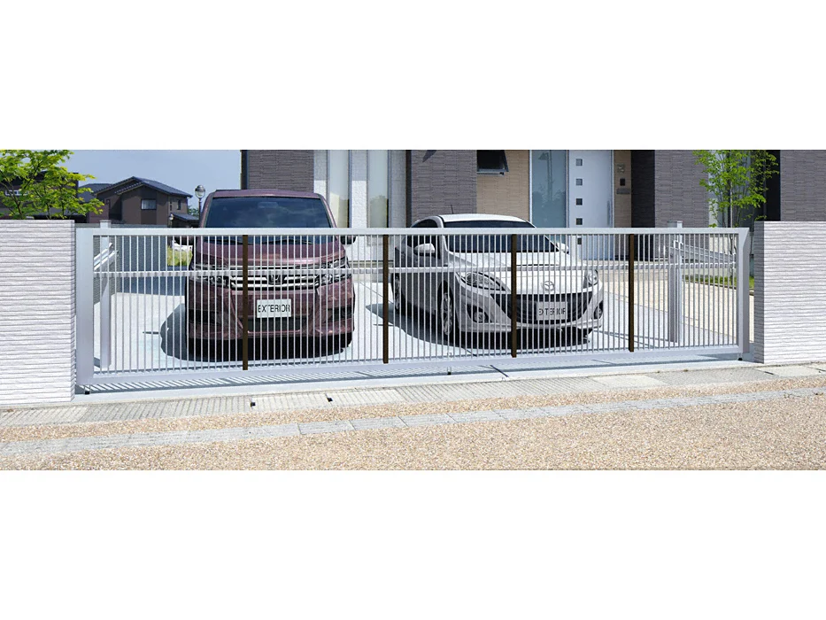 跳ね上げ門扉 ラビーネ ワイドM2型 電動タイプ 2台用-三協アルミ