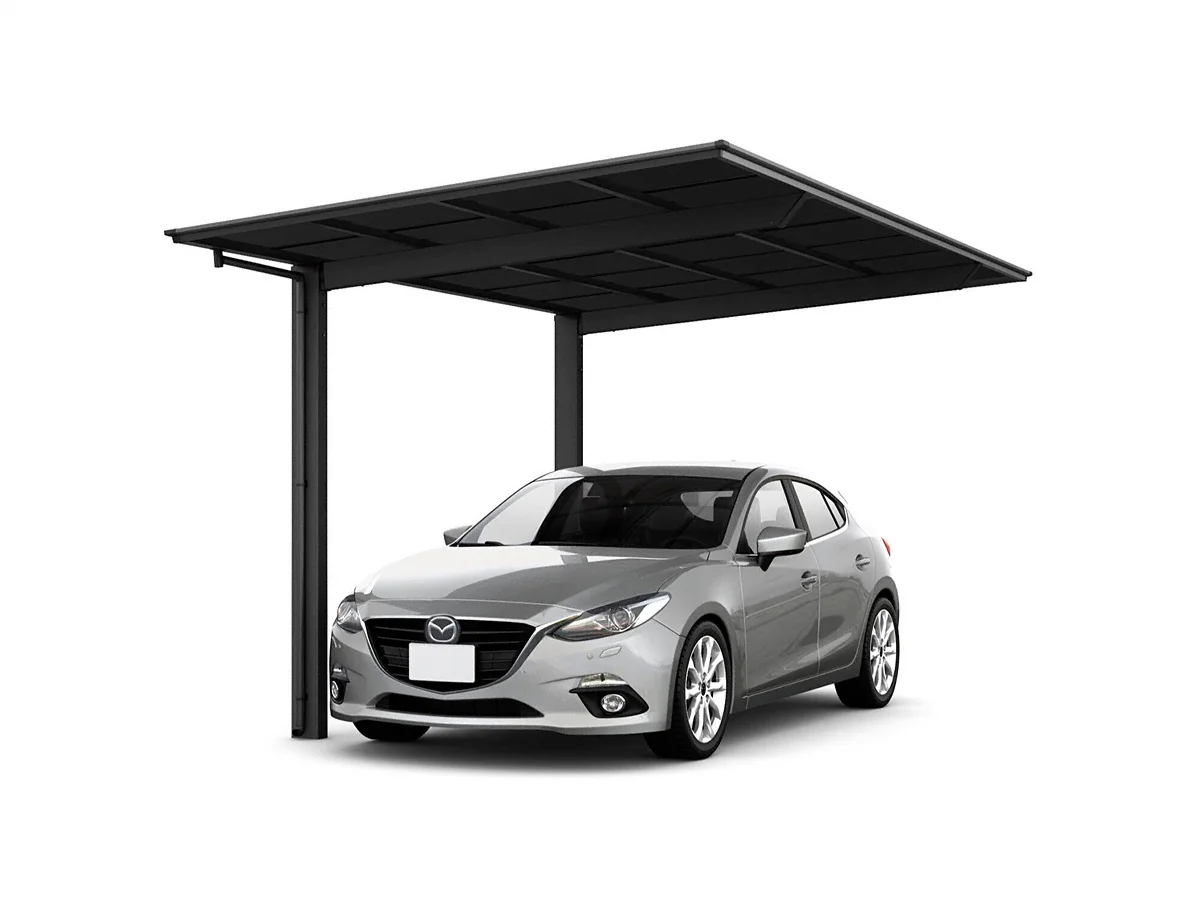 フーゴ R レギュラー M+Y合掌24・24・24-57型 W7241×L5686 ロング柱H28 熱線遮断FRP板DRタイプ屋根材 カーポート LIXIL LIXIL | カースペース | フーゴ