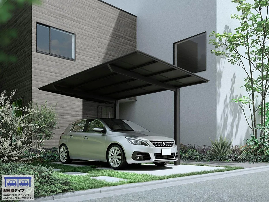 フーゴ F レギュラー 縦2連棟24-50型 W2393×L9970 標準柱H22 熱線遮断FRP板DRタイプ屋根材 カーポート LIXIL