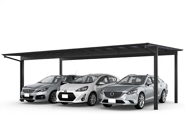【愛媛県最安級】LIXIL フーゴF 3台用カーポート（標準柱・ポリカ・フラットスタイル）施工費・税込92万円！松山市・松前町・伊予市対応◎ 公式】フーゴ F 3台用(フラットスタイル)-LIXIL - カーポートなら