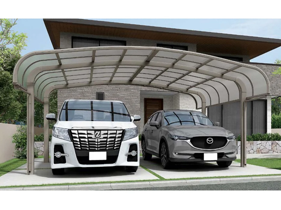 カーポート 2台駐車場 W6050×L4980 フーゴR袖壁 2台用 基本 60-50型 熱線吸収ポリカーボネート屋根材 リクシル LIXIL 車庫 ガレージ 本体 正規LIXILフーゴR 袖壁縦2台用 カーポートを値引55%工事販売 - 東京