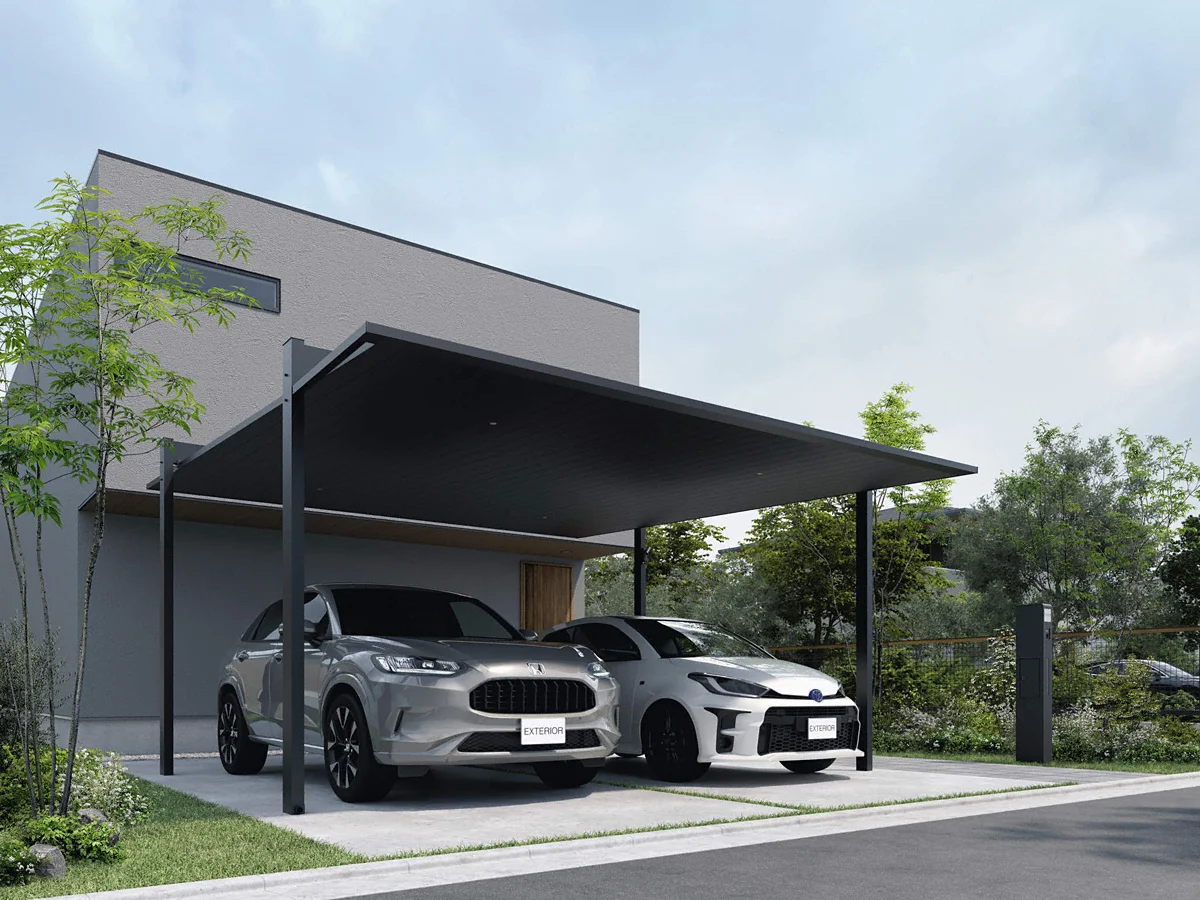 公式】カーポートFⅡ 基本 両側支持タイプ 2台用-三協アルミ - カー