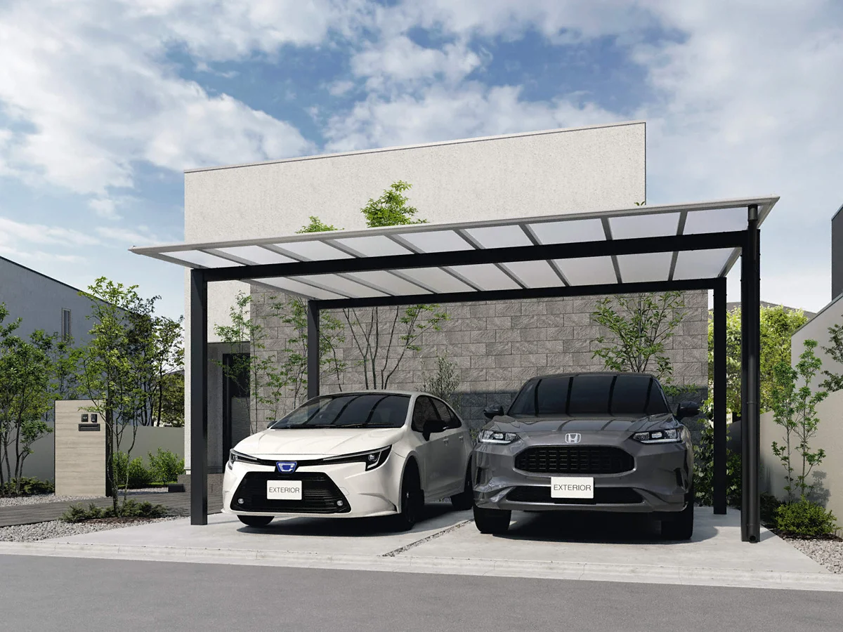 公式】スカイリード 両側支持 ワイド2台用-三協アルミ - カーポート