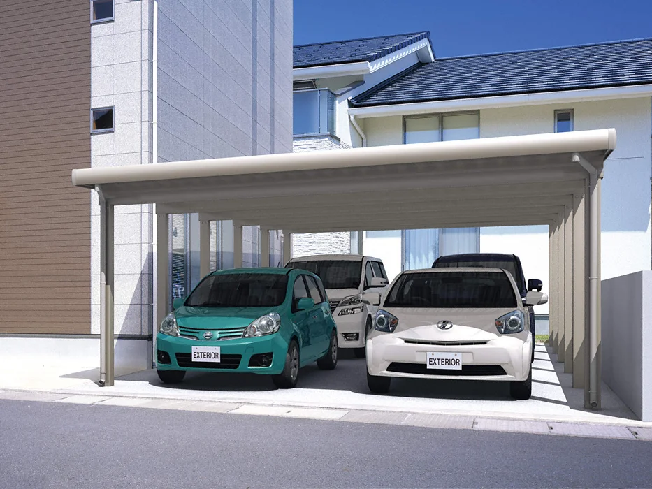 ゆき　4台 公式】カーポートST 積雪150cm対応 4台用 縦連棟 12本柱 折板-LIXIL