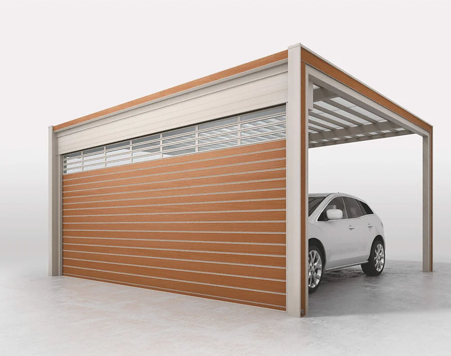 公式】フェアポート 2台用 TLタイプシャッター 木調タイプ-四国化成