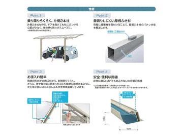 公式】アリュース 600タイプ 1台用 4本柱 奥行延長セット-YKKAP 公式】アリュース 600タイプ 1台用 4本柱 奥行延長セット-YKKAP