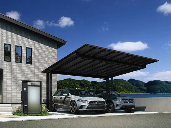 全国配送 YKK カーポート エフルージュ 3000タイプ 2台用 54-48H 標準タイプ ポリカ板 『YKKAP 車庫 ガレージ 2台用 積雪100cmの強度』 全国配送 YKK カーポート エフルージュ 3000タイプ 2台用 54-54M