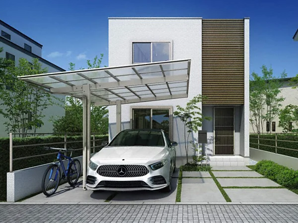 全国配送　YKKAPエフルージュFIRST 1500タイプ アルミカラー たて（2）連棟セット J51・51-24L ハイロング柱 屋根/ポリカーボネ 全国配送 YKKAPエフルージュFIRST 1500タイプ アルミカラー たて（2