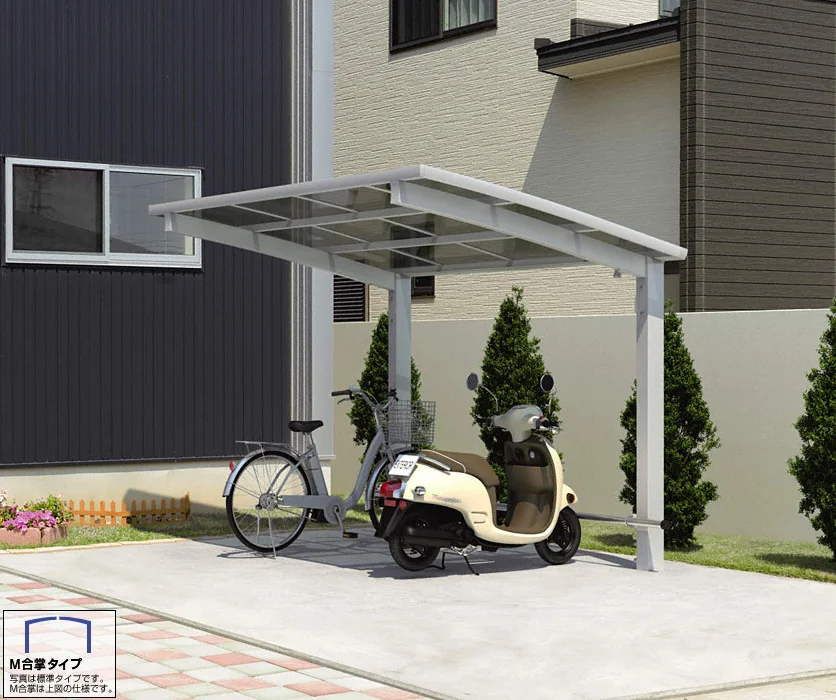 サイクルポート 自転車置場 屋根付き 8〜14台用 M合掌 18・21-29型 W3916×L2862 mm LIXIL リクシル ネスカRミニ ポリカーボネート屋根材 駐輪場 サイクルポート 自転車置場 屋根付き 8〜14台用 M合掌 18・21-29