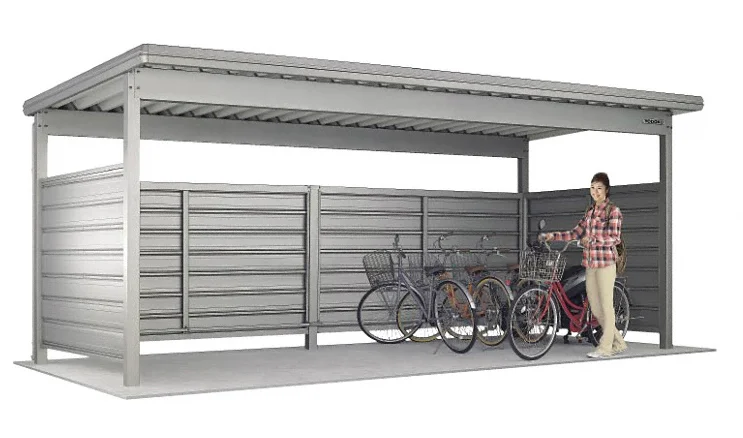 自転車置き場 ヨド自転車置場 KWAタイプ 基本棟 2段壁仕様 一般地用-ヨドコウ