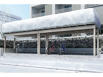 片流れの豪雪150cm対応のサイクルポート・自転車置き場 | おすすめ順 画像