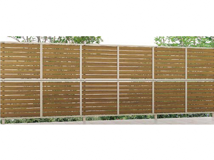 フェンス(工事費込) LIXIL フェンスAB YS3型 横スリット3 アルミ多段柱仕様 木調カラー（アルミ ）