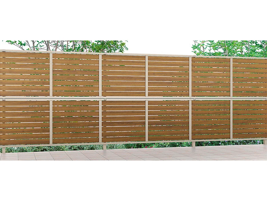 フェンスAB YS3型 横スリット3 アルミ多段柱仕様 複合色-LIXIL