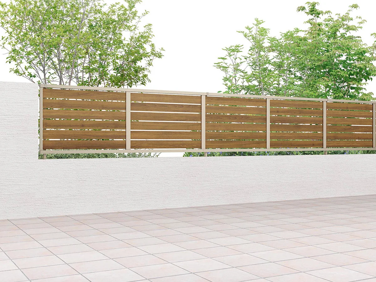 フェンスAB YS3-K型 片面木調・横スリット3-LIXIL - フェンス・柵・塀