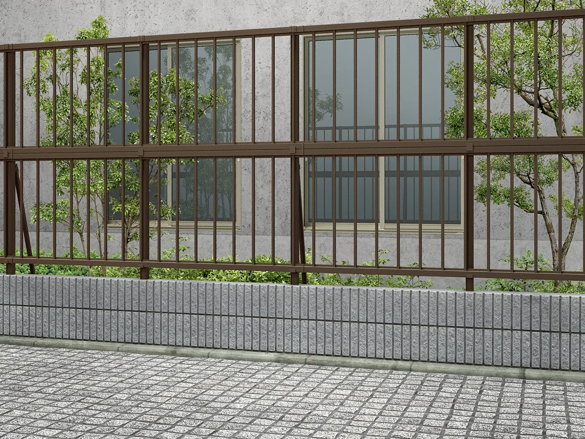 ミエッタフェンス 防犯たて格子タイプ 2段支柱 自立建て用-Value