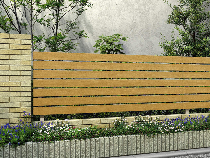 ルシアスフェンスH02型 横板格子 木調カラー-YKKAP - フェンス・柵なら 
