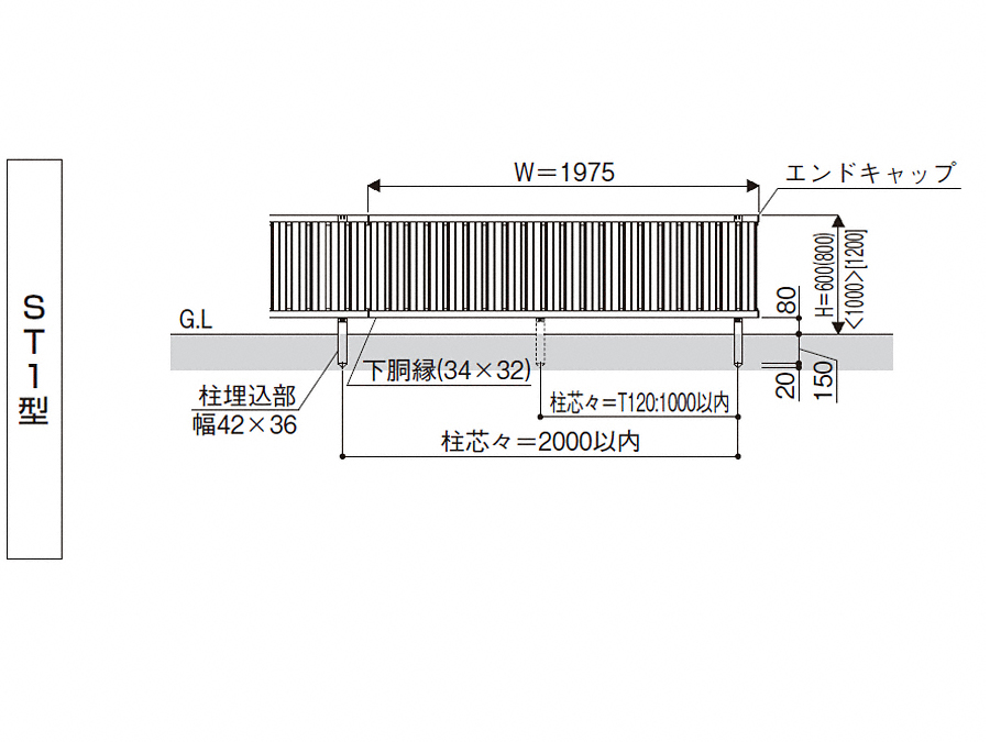 シンプレオフェンスST1型 縦スリット-YKKAP - フェンス・柵ならエクスショップ