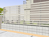 ルシアスフェンスH03型 横板+細横格子 2段支柱 自立建て用