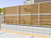 ルシアスフェンスF04型 横板 複合色 2段支柱 自立建て用