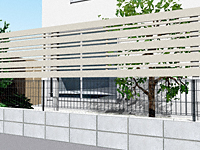 ルシアスフェンスH03型 横板+細横格子 上段のみ設置 自立建て用
