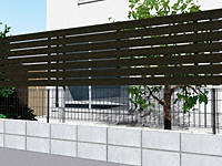 ルシアスフェンスH07型 横板 複合色 上段のみ設置 自立建て用