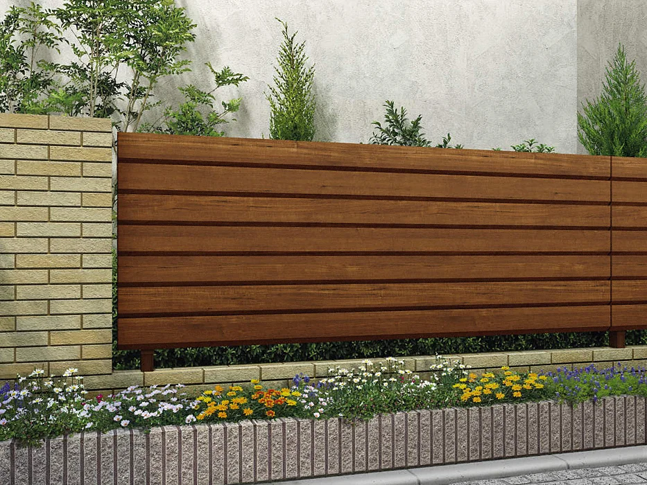 ルシアスフェンスH13型 ひし形格子 木調色-YKKAP - フェンス・柵・塀