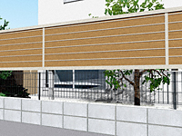 ルシアス フェンスYM1F型 横目隠し 複合色 上段のみ設置 自立建て用