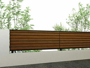 ルシアス フェンスYM1F型 横目隠し 複合色 上段のみ設置 自立建て用  