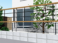 ルシアス フェンスYB3H型 横格子 複合色 上段のみ設置 自立建て用