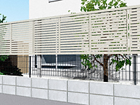 シンプレオ フェンスYS1型 横スリット 上段のみ設置 自立建て用