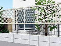 シンプレオ フェンスXB2型 ラチス格子 上段のみ設置 自立建て用